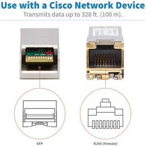 Tripp Lite Cisco Compatible GLC-TE-SF Transceiver 10/100/1000Base Cat6 100M - For Data Networking - 1 RJ-45 Female 1000Bas