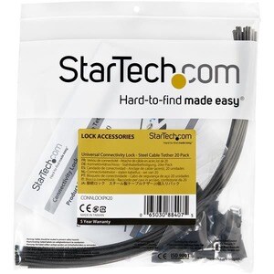 StarTech.com Cable de Seguridad Ajustable para Atar - Paquete de 20 Sujetadores en Acero antirrobo y Fundas Termoencogible