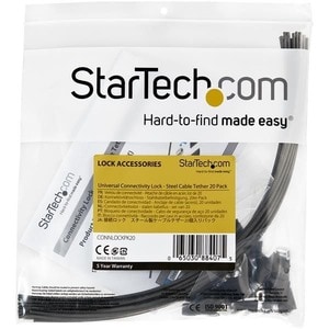 StarTech.com Cable Tying - Black - 20 Pack - TAA Compliant - Cable Tether - Steel, Polyvinyl Chloride (PVC)