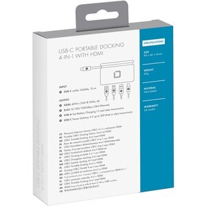 Dicota USB-Typ C Docking Station für Notebook - 100 W - 3 x USB-Anschlüsse - USB Typ C - Netzwerk (RJ-45) - HDMI - Kabelge