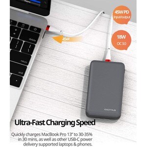 EXCITRUS 45W Power Bank Air - Fast Charging Laptop Power Bank - For USB Device, MacBook Pro, Notebook, Cellular Phone, Sma