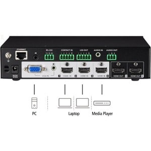 ATEN VP1420 Video Switchbox - Cable - 4096 x 2160 - 4K - Twisted Pair - 4 Input Device - 2 Display - Media Player, Noteboo