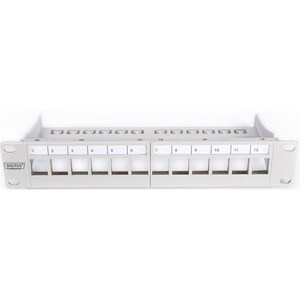 DIGITUS Professional 12 Port(s) Blank Patch Panel - Light Grey - 1U High - Rack-mountable