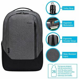 Targus Cypress Hero TBB58602GL Carrying Case (Backpack) for 39.6 cm (15.6") to 40.6 cm (16") Notebook - Grey - Bump Resist