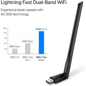 TP-Link T3U Plus IEEE 802.11ac Dual Band Wi-Fi Adapter for Desktop Computer/Notebook - USB 3.0 - 1.27 Gbit/s - 2.40 GHz IS