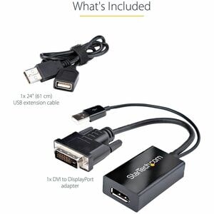 StarTech.com DVI to DisplayPort Adapter with USB Power - DVI-D to DP Video Adapter - DVI to DisplayPort Converter - 1920 x