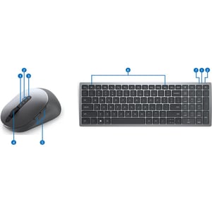 Clavier et souris Dell KM7120W - Français - Sans fil - Sans fil