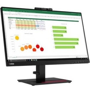 Lenovo ThinkVision T24v-20 24" Class Webcam Full HD LCD Monitor - 16:9 - Raven Black - 23.8" Viewable - In-plane Switching