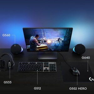 Logitech G512 RGB Mechanical Gaming Keyboard, GX Blue, USB Passthrough - Cable Connectivity - USB 2.0 Interface - English 