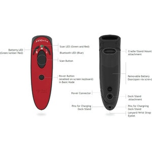 Socket Mobile DuraScan D760 Handheld Barcode Scanner - Wireless Connectivity - Red - 762 mm Scan Distance - 1D, 2D - Laser