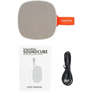VisionTek Sound Cube Portable Bluetooth Speaker System - Gray - TrueWireless Stereo - Near Field Communication - Battery R