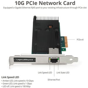SIIG Single Port 10G Ethernet Network PCI Express - PCI Express 3.0 x4 - 1 Port(s) - 1 - Twisted Pair - 10GBase-T - Plug-i
