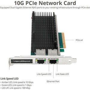 SIIG Dual Port 10G Ethernet Network PCI Express - PCI Express 2.1 x8 - 2 Port(s) - 2 - Twisted Pair - 10GBase-T - Plug-in 