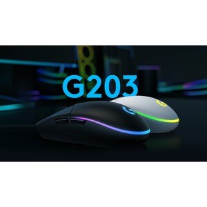 Logitech G203 Gaming Mouse - USB - 6 Button(s) - White - Cable - 8000 dpi