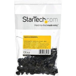 StarTech.com 50pc 10-32 Server Rack Cage Nuts and Screws w/Washers - Network/IT Rack Mount Hardware Kit - Clip/Captive Nut