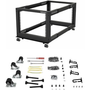 StarTech.com 8U 19" Open Frame Server Rack - Compact, 4 Post, Adjustable Depth (22 to 40") - Mobile Network Rack - HP ProL