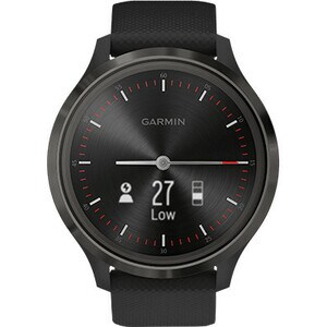 Garmin vívomove 3 GPS Watch - Slate - Stainless Steel Body - Black Case - Fiber Reinforced Polymer Case - Silicone Band - 
