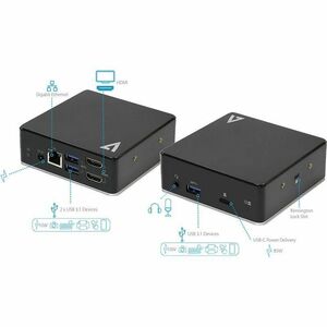Docking station V7 UCDDS1080P USB Tipo C per Desktop PC - Compatibilita carica - 100 W - Nero - 2 Display supportati - 256