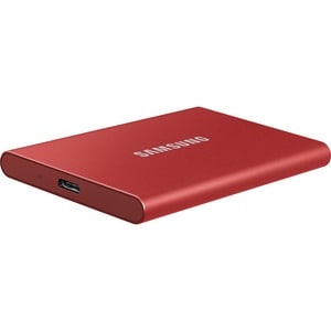 Samsung T7 MU-PC500H/WW 500 GB Portable Solid State Drive - External - PCI Express NVMe - Metallic Red - Gaming Console, D