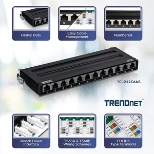 12-port Cat6a Shielded Wall Mount Patch Panel