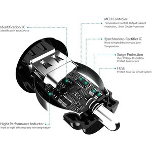 AUKEY CC-S1 Auto Adapter - 24 W - 12 V DC, 24 V DC Input - 5 V DC/2.40 A Output