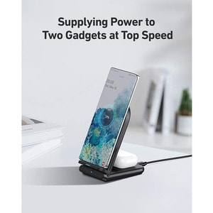 AUKEY Aircore 2-in-1 Wireless Charging Stand - 5 V AC, 9 V AC Input - 9 V DC, 12 V DC Output - Input connectors: USB