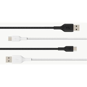 Belkin Braided USB-C to USB-A Cable (2m / 6.6ft, White) - 2.01 m USB-C/USB-A Data Transfer Cable for Smartphone, Tablet, N