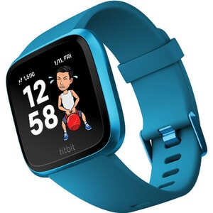 Fitbit Versa Lite Edition Smart Watch - Rectangular Case Shape - Marina Blue Body Color - Glass, Aluminium Body Material -