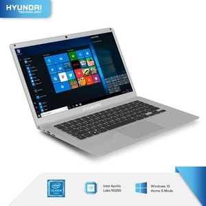 Hyundai Thinnote-A, 14.1" Celeron Laptop, 4GB RAM, 64GB Storage, Expandable 2.5" SATA HDD Slot, Windows 10 Home S Mode, En