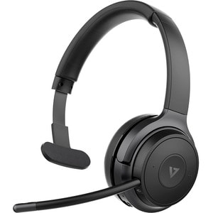 V7 H605M Wireless On-ear, Over-the-head Mono Headset - Black, Grey - Microsoft Teams Certification - Monaural - Supra-aura