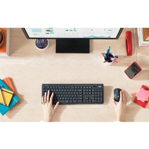 Logitech MK295 Keyboard & Mouse - English (UK) - USB Wireless RF - Keyboard/Keypad Color: Graphite - USB Wireless RF Mouse
