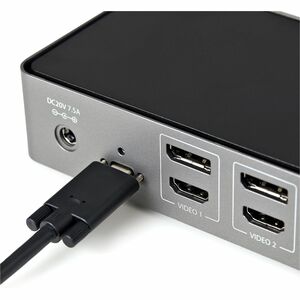 StarTech.com USB-C & USB-A Dock, Hybrid Triple Monitor Laptop Docking Station DisplayPort & HDMI 4K 60Hz/85W PD/6x USB/GbE