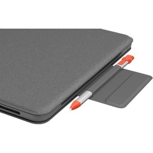 Logitech Folio Touch Keyboard/Cover Case for 27.9 cm (11") Apple iPad Air (4th Generation) Tablet - Oxford Gray - Scuff Re