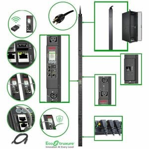 APC NetShelter Switched Rack PDU, 0U, 5.0kW, 200V and 208V, 30A, 21 C13/C15 and 3 C19/C21 outlets - Switched - NEMA L6-30P