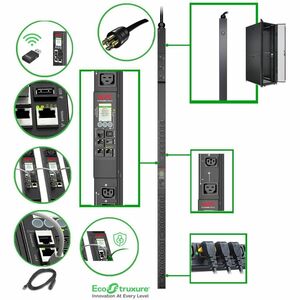 APC Rack PDU, 9000 switched, 0U, 8.6kW, 208V, 21 C13 and C15, 3 C19 and C21 sockets - Switched - NEMA L21-30P - 3 x IEC 60