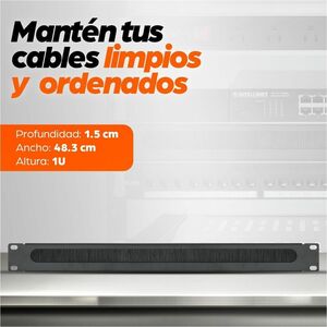 Intellinet 19" Cable Entry Panel, 1U, with Brush Insert, Black - Cable Panel - 1U Rack Height x 19˘ Panel Width - Steel
