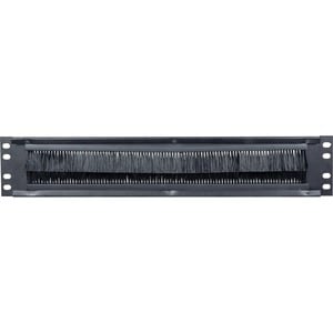 Intellinet 19" Cable Entry Panel, 2U, with Brush Insert, Black - Cable Panel - 2U Rack Height x 19˘ Panel Width - Steel