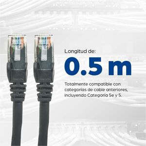 Network Patch Cable, Cat6, 0.5m, Black, CCA, U/UTP, PVC, RJ45, Gold Plated Contacts, Snagless, Booted, Lifetime Warranty, 