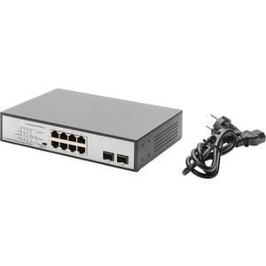Digitus 8-Port Gigabit PoE Switch, 19 Zoll, Unmanaged, 2 Uplinks. Switch-Typ: Unmanaged. Basic Switching RJ-45 Ethernet Po