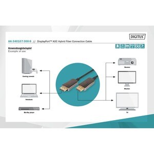 Digitus 30 m Hybrid-Glasfaserkabel AV-Kabel für Audio-/Video-Gerät, Spielkonsole, Notebook, Blu-ray-Player, Projektor, Mon