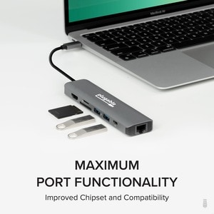 Plugable 7-in-1 USB C Hub Multiport Adapter w Ethernet Turns a Single Port into a 7-in-1 USB-C Hub - Compatible with Mac, 