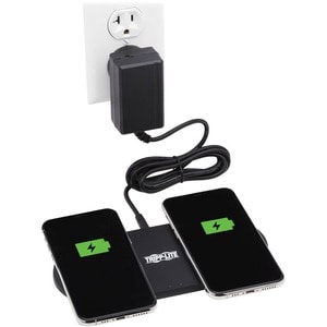 Tripp Lite by Eaton Dual Wireless Charging Pad, Qi-Certified, Black - 120 V DC, 230 V DC Input - 5 V DC, 9 V DC Output - I