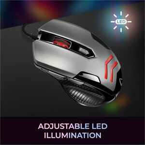 Adesso iMouse X1 Gaming Mouse - USB - Optical - 6 Button(s) - Black, Grey - Cable - 3200 dpi - Scroll Wheel - Right-handed