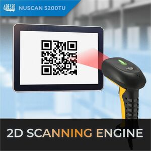 Adesso NuScan 5200TU Industrial, Healthcare, Logistics Handheld Barcode Scanner - Cable Connectivity - Yellow - 304.80 mm 