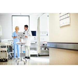 CTA Digital Medical Grade Anti-Microbial VESA Floor Stand with Universal Security Enclosure - Up to 10.50" Screen Support 