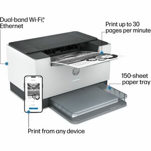 HP LaserJet 200 M209dw Desktop Wireless Laser Printer - Monochrome - 30 ppm Mono - 600 x 600 dpi Print - Automatic Duplex 