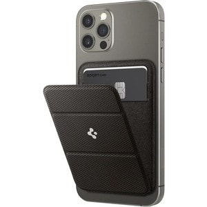 Spigen Card, iPhone Card Holder - 65 mm x 95 mm x 5.3 mm x - Polyurethane Leather, Suede - Black
