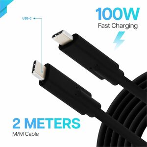 VisionTek USB-C 100W 2 Meter Charging Cable (M/M) - 6.56 ft USB-C Data Transfer Cable for Power Adapter, Smartphone, Table