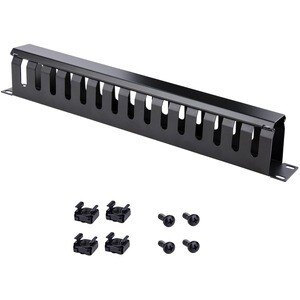 StarTech.com 1U Horizontal Finger Duct Rack Cable Management Panel with Cover - Cable Management Panel - 1U Rack Height x 