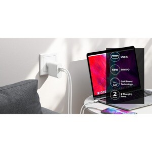 ALOGIC 2X68 Rapid Power 2 Port 68W GaN Charger �##USB-C (50W) + USB-C (Max. 18) --Includes 2m USB-C Charging Cable (ELPCC2
